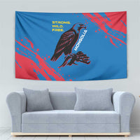Mongolia Tapestry with Eagle Strong Wild Free Red Blue Brush Spirit