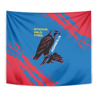Mongolia Tapestry with Eagle Strong Wild Free Red Blue Brush Spirit