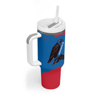 Mongolia Tumbler With Handle with Eagle Strong Wild Free Red Blue Brush Spirit