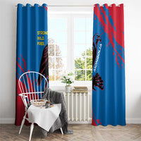Mongolia Window Curtain with Eagle Strong Wild Free Red Blue Brush Spirit