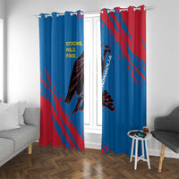 Mongolia Window Curtain with Eagle Strong Wild Free Red Blue Brush Spirit