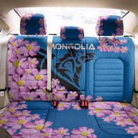 Mongolia Back Car Seat Cover with Floral Wolf Pink Blossom Blue Sky Spirit