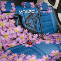 Mongolia Back Car Seat Cover with Floral Wolf Pink Blossom Blue Sky Spirit