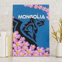 Mongolia Canvas Wall Art with Floral Wolf Pink Blossom Blue Sky Spirit