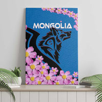 Mongolia Canvas Wall Art with Floral Wolf Pink Blossom Blue Sky Spirit
