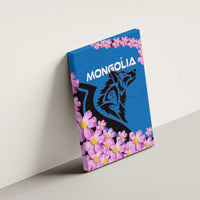 Mongolia Canvas Wall Art with Floral Wolf Pink Blossom Blue Sky Spirit