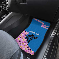 Mongolia Car Mats with Floral Wolf Pink Blossom Blue Sky Spirit