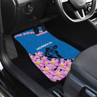 Mongolia Car Mats with Floral Wolf Pink Blossom Blue Sky Spirit
