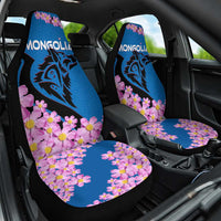 Mongolia Car Seat Cover with Floral Wolf Pink Blossom Blue Sky Spirit