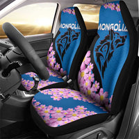 Mongolia Car Seat Cover with Floral Wolf Pink Blossom Blue Sky Spirit