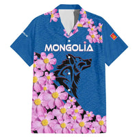 Mongolia Family Matching Mermaid Dress and Hawaiian Shirt with Floral Wolf Pink Blossom Blue Sky Spirit