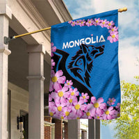 Mongolia Garden Flag with Floral Wolf Pink Blossom Blue Sky Spirit