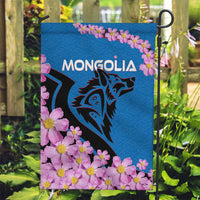 Mongolia Garden Flag with Floral Wolf Pink Blossom Blue Sky Spirit