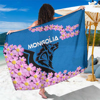 Mongolia Sarong with Floral Wolf Pink Blossom Blue Sky Spirit