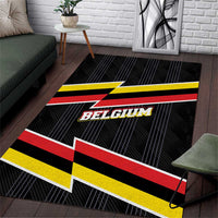 Belgium Area Rug with Black Red Yellow Lightning Flag Stripe Spirit