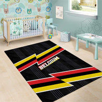 Belgium Area Rug with Black Red Yellow Lightning Flag Stripe Spirit