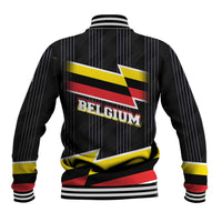 Belgium Baseball Jacket with Black Red Yellow Lightning Flag Stripe Spirit