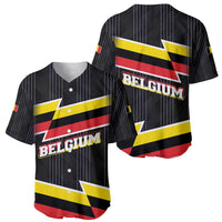 Belgium Baseball Jersey with Black Red Yellow Lightning Flag Stripe Spirit