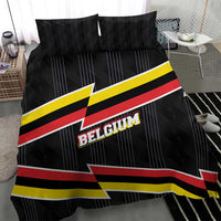 Belgium Bedding Set with Black Red Yellow Lightning Flag Stripe Spirit