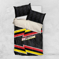 Belgium Bedding Set with Black Red Yellow Lightning Flag Stripe Spirit
