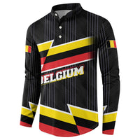 Belgium Button Sweatshirt with Black Red Yellow Lightning Flag Stripe Spirit