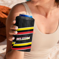 Belgium 4 in 1 Can Cooler Tumbler with Black Red Yellow Lightning Flag Stripe Spirit