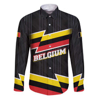 Belgium Family Matching Long Sleeve Bodycon Dress and Hawaiian Shirt with Black Red Yellow Lightning Flag Stripe Spirit