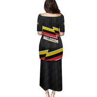 Belgium Family Matching Puletasi and Hawaiian Shirt with Black Red Yellow Lightning Flag Stripe Spirit