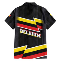 Belgium Family Matching Short Sleeve Bodycon Dress and Hawaiian Shirt with Black Red Yellow Lightning Flag Stripe Spirit
