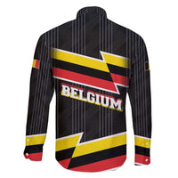 Belgium Family Matching Short Sleeve Bodycon Dress and Hawaiian Shirt with Black Red Yellow Lightning Flag Stripe Spirit