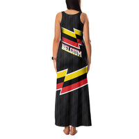 Belgium Family Matching Tank Maxi Dress and Hawaiian Shirt with Black Red Yellow Lightning Flag Stripe Spirit
