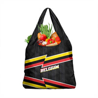 Belgium Grocery Bag with Black Red Yellow Lightning Flag Stripe Spirit