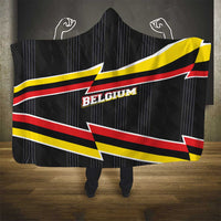 Belgium Hooded Blanket with Black Red Yellow Lightning Flag Stripe Spirit