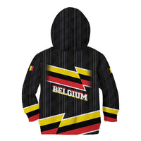 Belgium Kid Hoodie with Black Red Yellow Lightning Flag Stripe Spirit