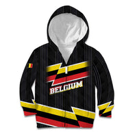 Belgium Kid Hoodie with Black Red Yellow Lightning Flag Stripe Spirit