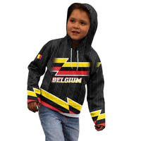 Belgium Kid Hoodie with Black Red Yellow Lightning Flag Stripe Spirit