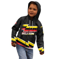 Belgium Kid Hoodie with Black Red Yellow Lightning Flag Stripe Spirit