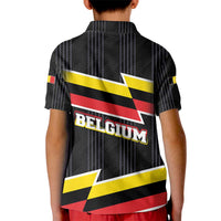 Belgium Kid Polo Shirt with Black Red Yellow Lightning Flag Stripe Spirit