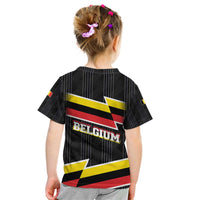 Belgium Kid T Shirt with Black Red Yellow Lightning Flag Stripe Spirit