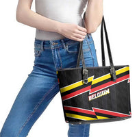 Belgium Leather Tote Bag with Black Red Yellow Lightning Flag Stripe Spirit