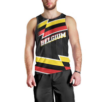Belgium Men Tank Top with Black Red Yellow Lightning Flag Stripe Spirit