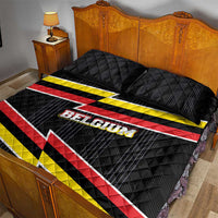 Belgium Quilt Bed Set with Black Red Yellow Lightning Flag Stripe Spirit