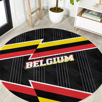 Belgium Round Carpet with Black Red Yellow Lightning Flag Stripe Spirit
