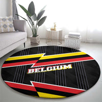 Belgium Round Carpet with Black Red Yellow Lightning Flag Stripe Spirit
