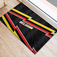 Belgium Rubber Doormat with Black Red Yellow Lightning Flag Stripe Spirit