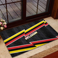 Belgium Rubber Doormat with Black Red Yellow Lightning Flag Stripe Spirit