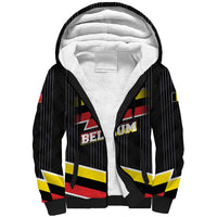 Belgium Sherpa Hoodie with Black Red Yellow Lightning Flag Stripe Spirit