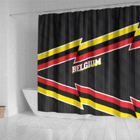 Belgium Shower Curtain with Black Red Yellow Lightning Flag Stripe Spirit