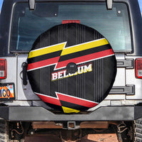 Belgium Spare Tire Cover with Black Red Yellow Lightning Flag Stripe Spirit