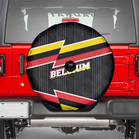 Belgium Spare Tire Cover with Black Red Yellow Lightning Flag Stripe Spirit